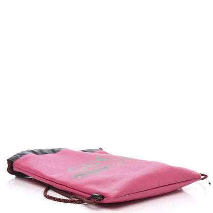 Gucci Grained Calfskin Logo Drawstring Backpack Box Pink Green Black 3 of 9