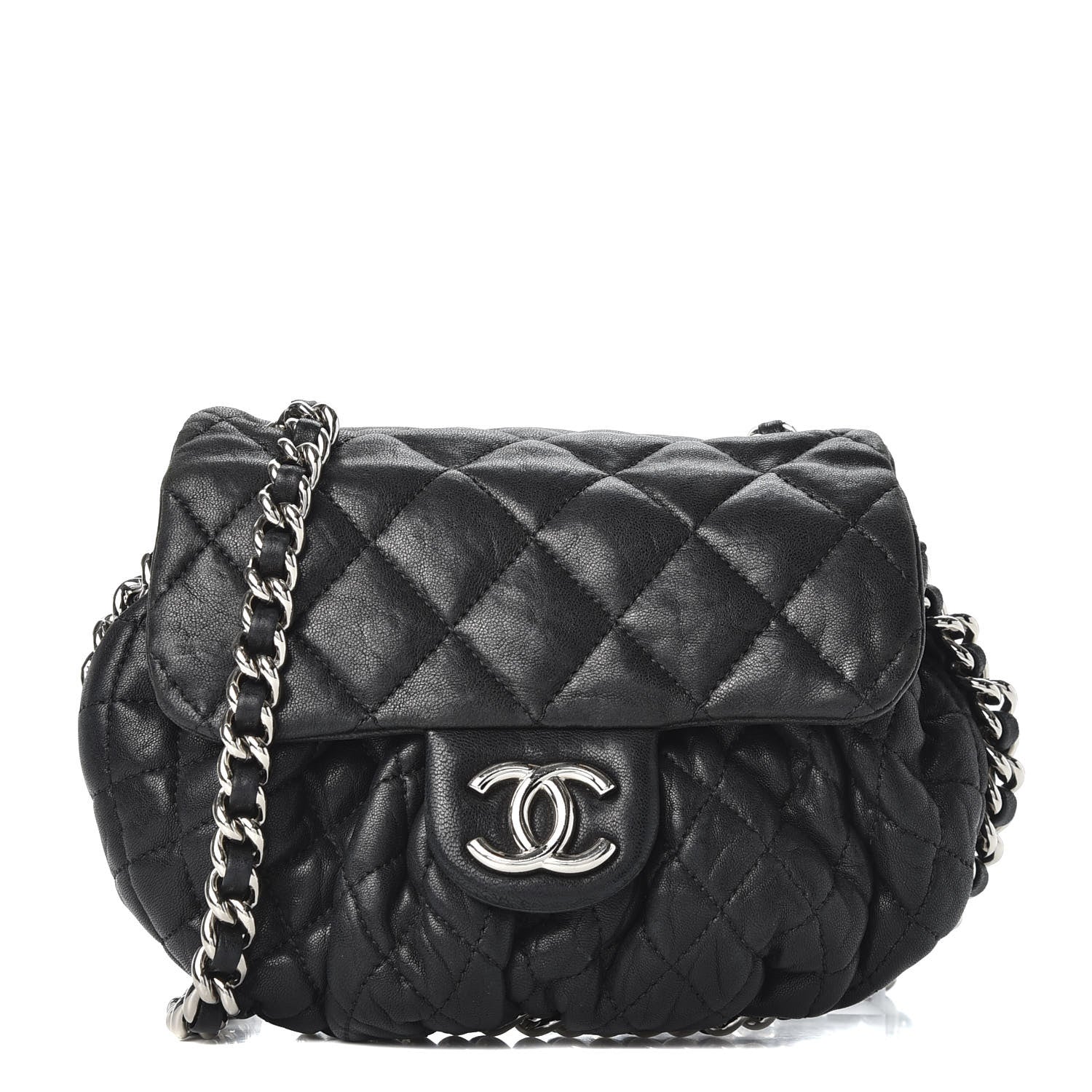 Chanel Washed Lambskin Quilted Mini Chain Around Flap Black 1 of 10