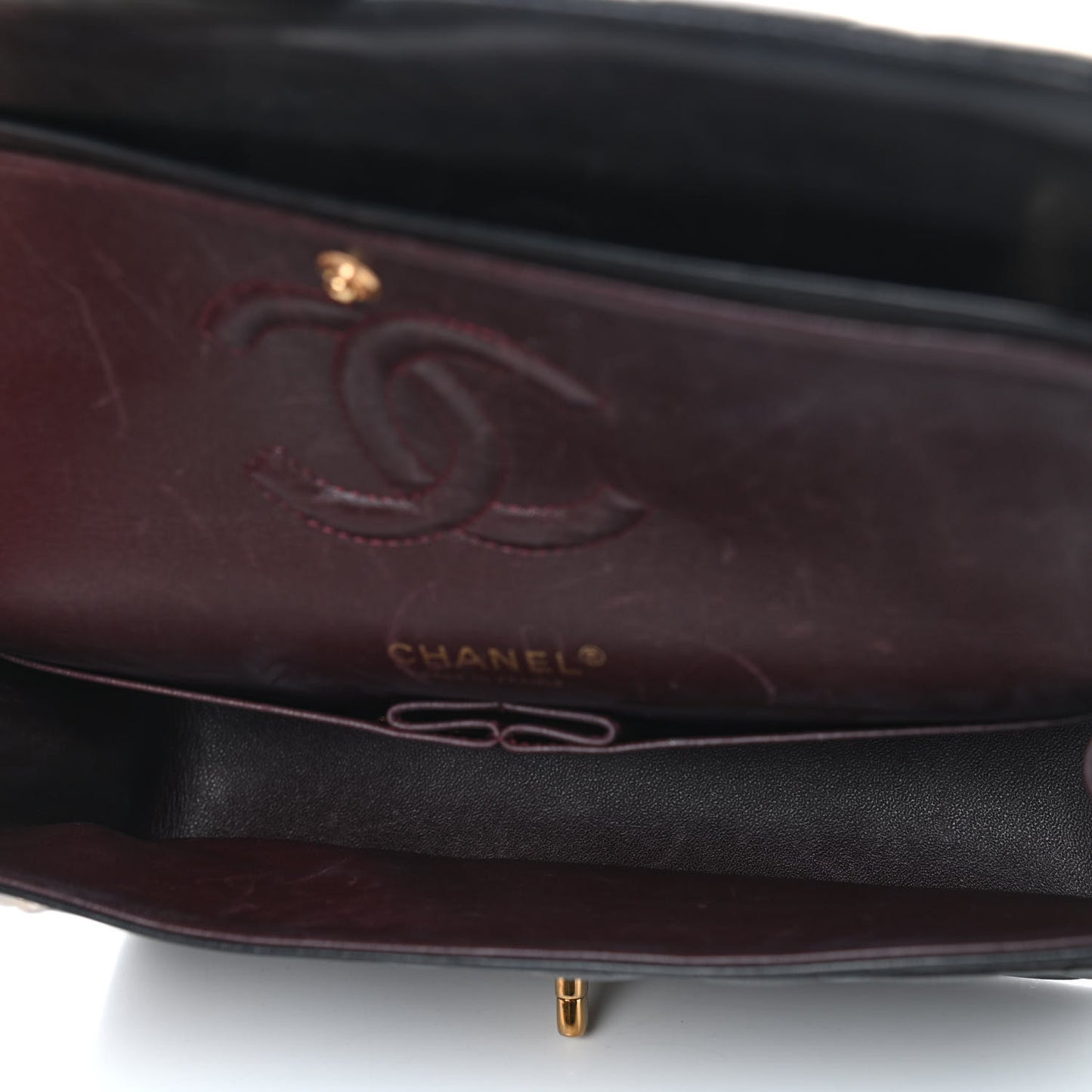 Lambskin Quilted Medium Double Flap Black