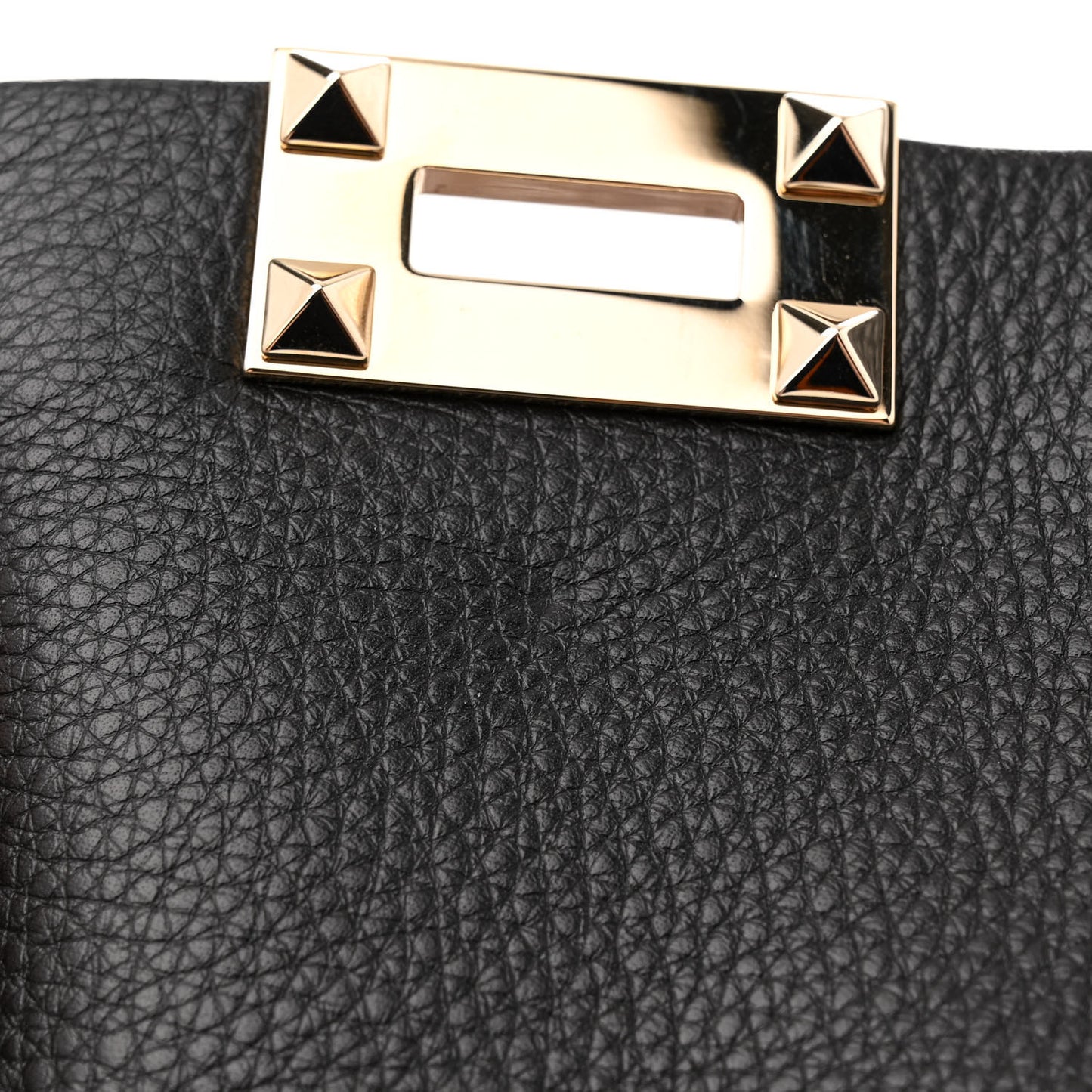 Grainy Calfskin Medium Rockstud Tote Black Rose Quartz