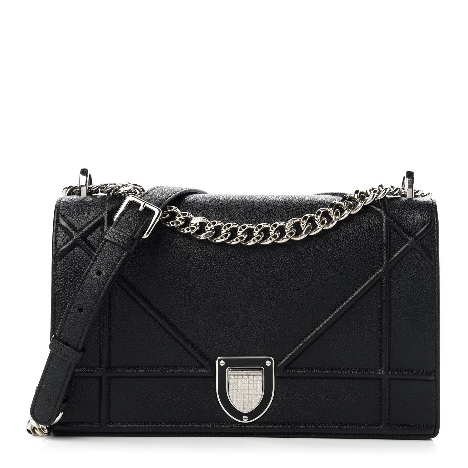 Christian Dior Grained Calfskin Medium Diorama Flap Bag Black 1 of 12
