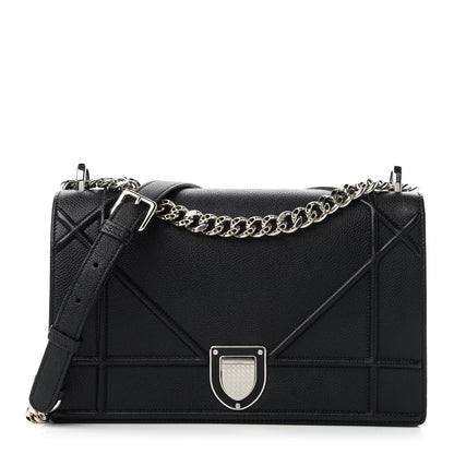 Christian Dior Grained Calfskin Medium Diorama Flap Bag Black 1 of 12