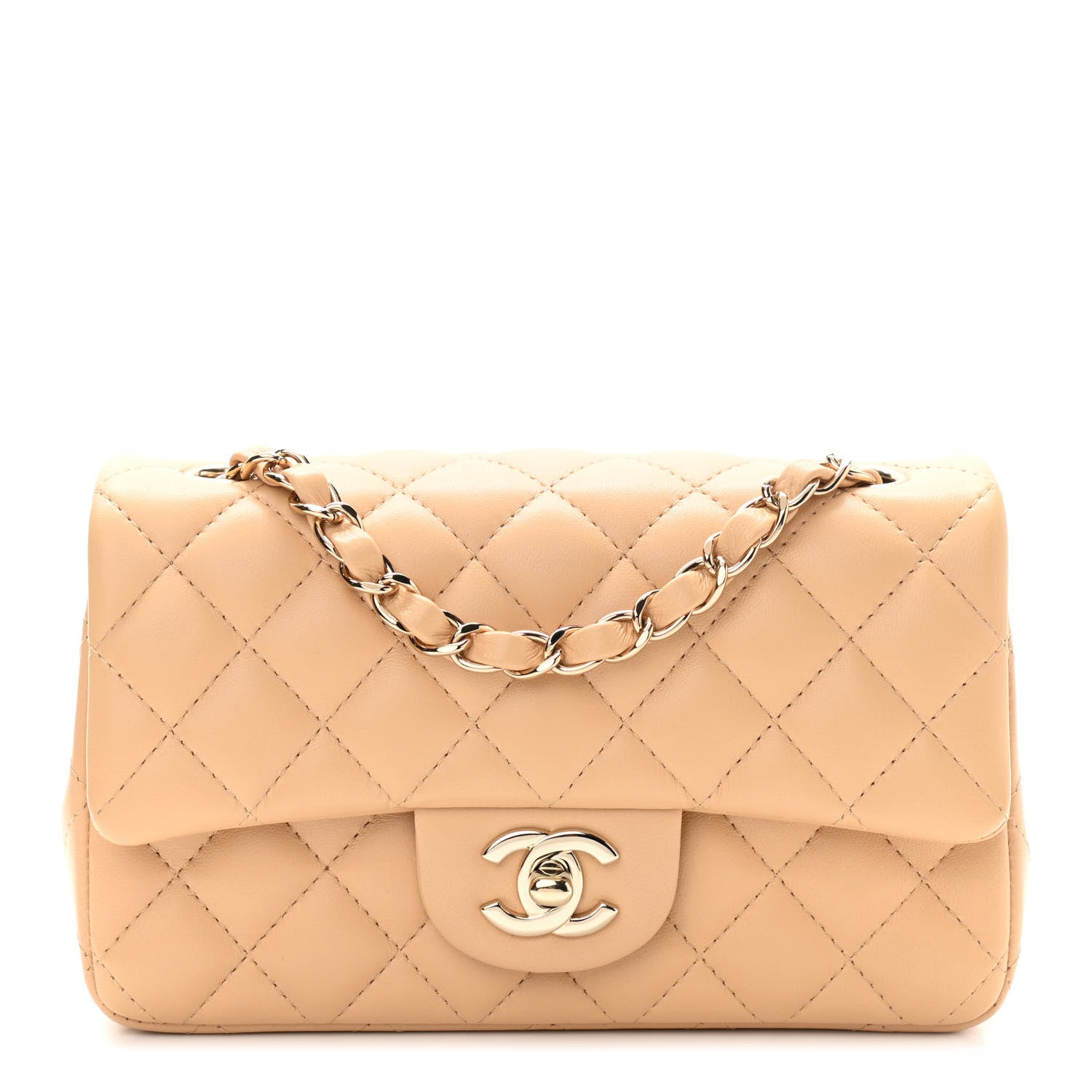 Chanel Lambskin Quilted Mini Rectangular Flap Beige 1 of 11