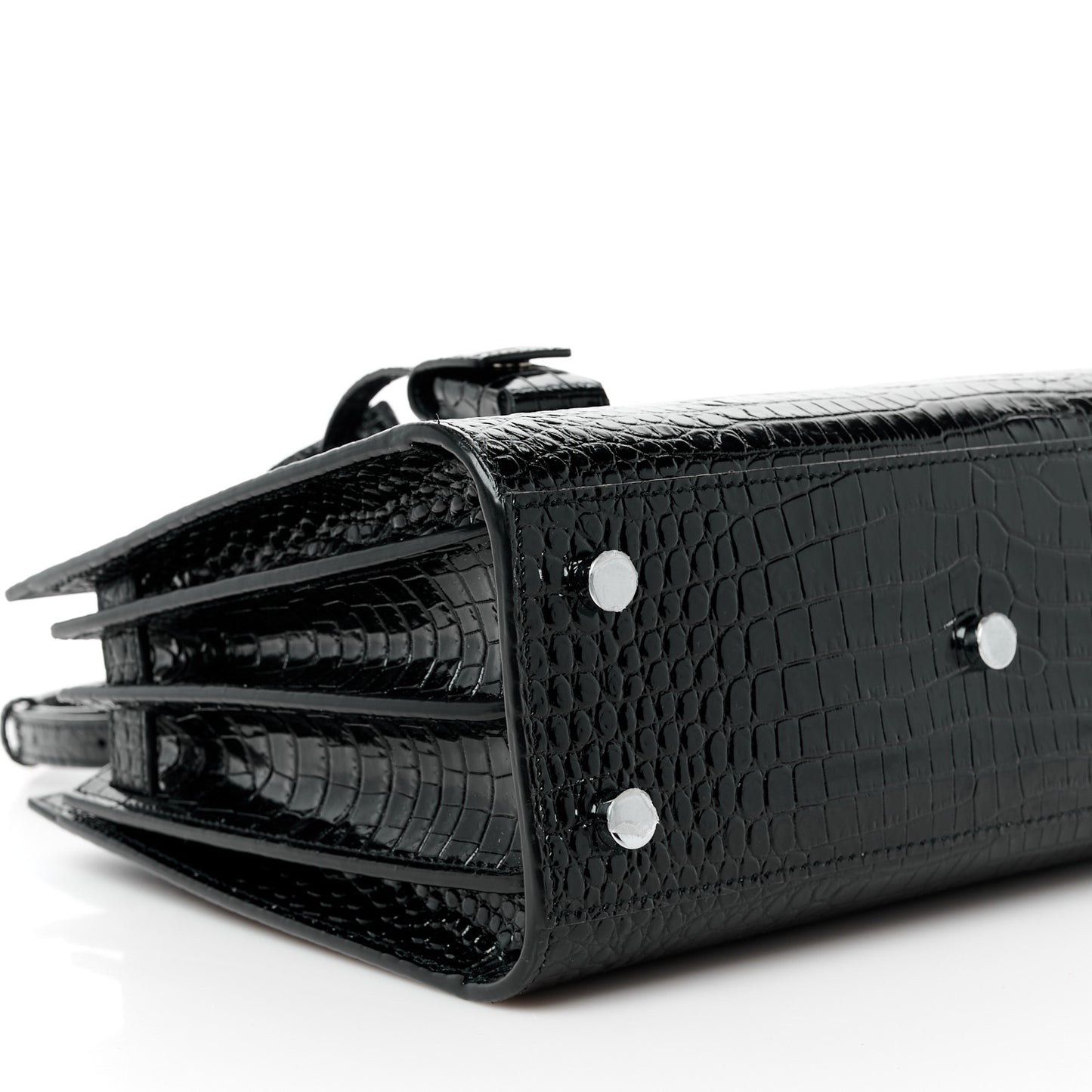 Calfskin Crocodile Embossed Baby Sac De Jour Black