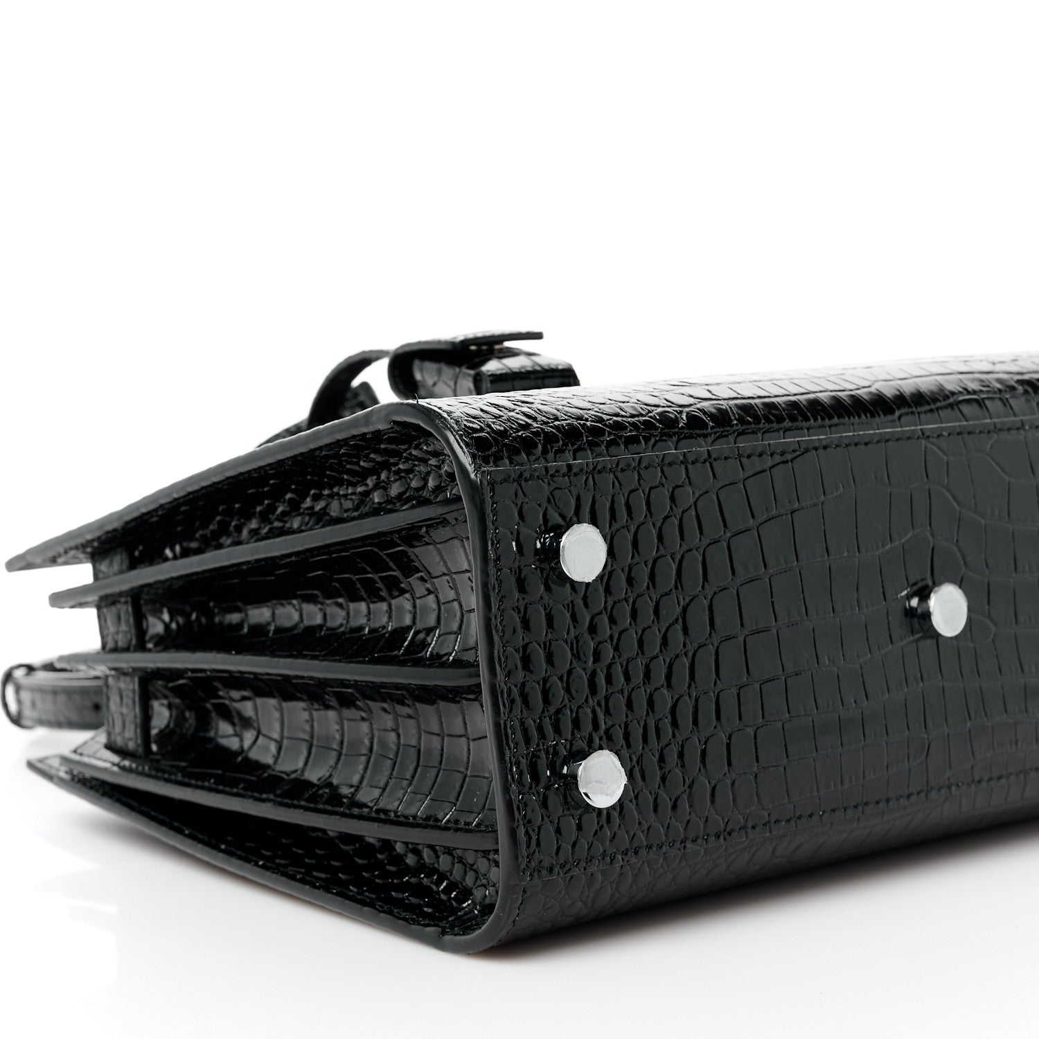 Saint Laurent Calfskin Crocodile Embossed Baby Sac De Jour Black 9 of 11