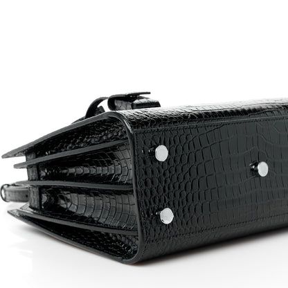 Saint Laurent Calfskin Crocodile Embossed Baby Sac De Jour Black 9 of 11