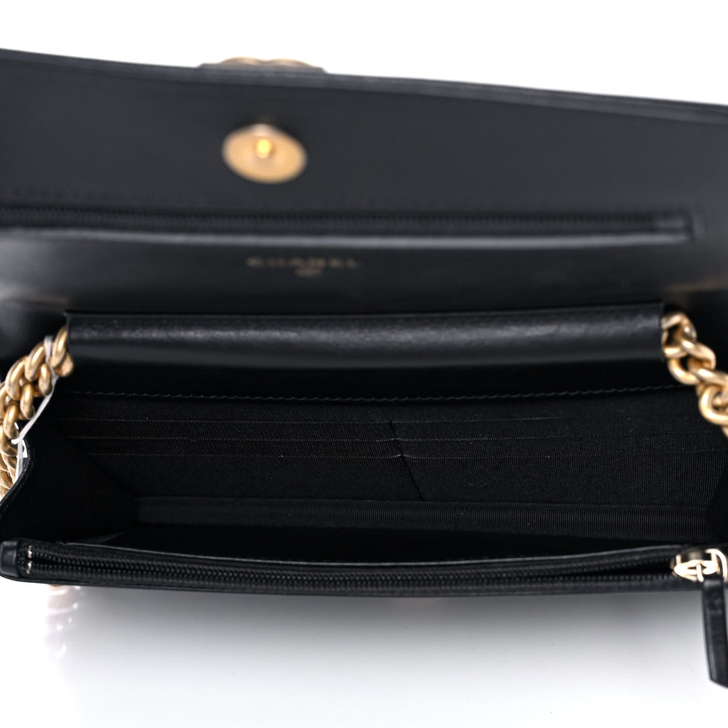 Caviar Quilted Boy Wallet On Chain WOC Black