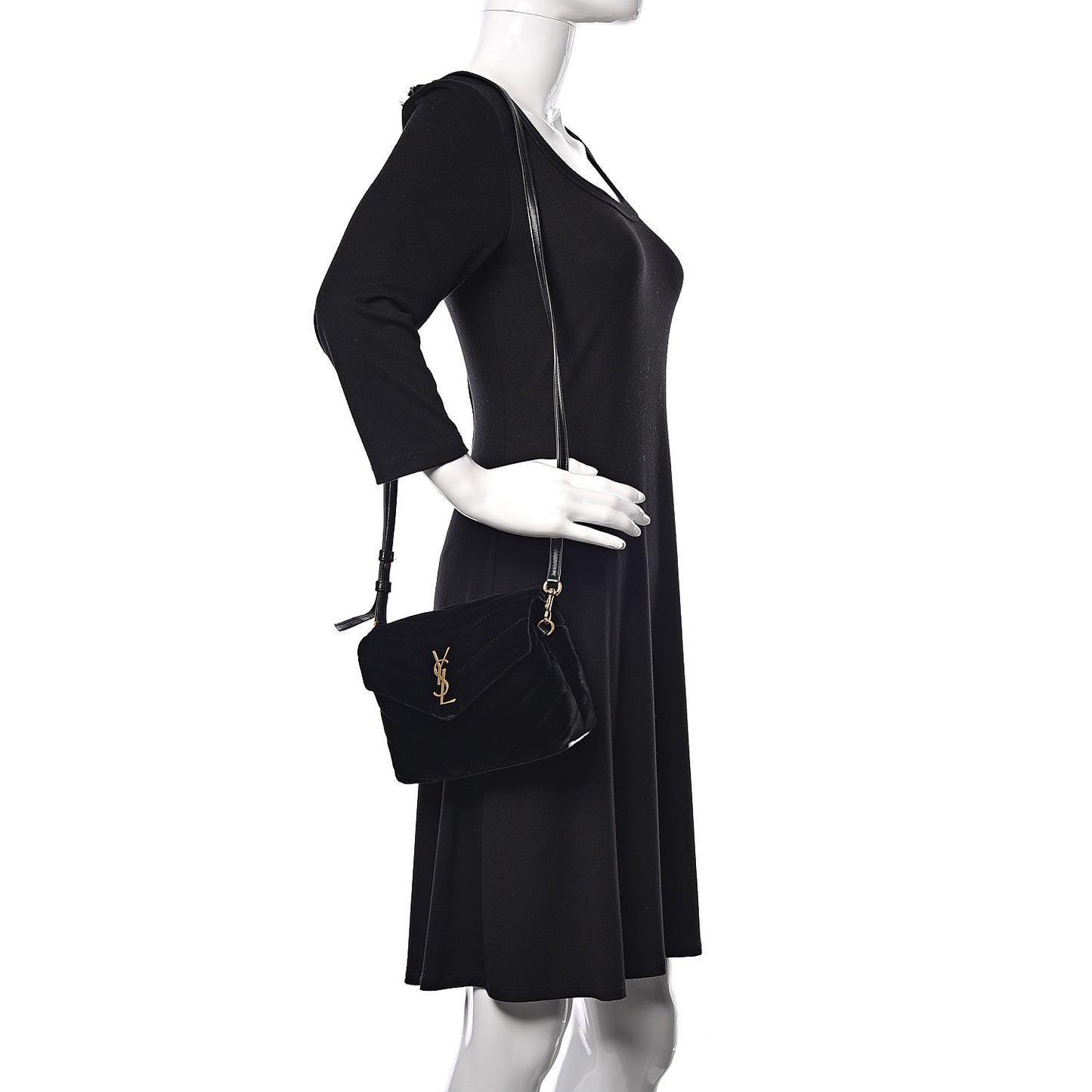 Velvet Y Quilted Monogram Toy Loulou Chain Satchel French Black