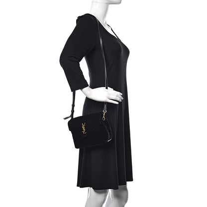 Saint Laurent Velvet Y Quilted Monogram Toy Loulou Chain Satchel French Black 2 of 8