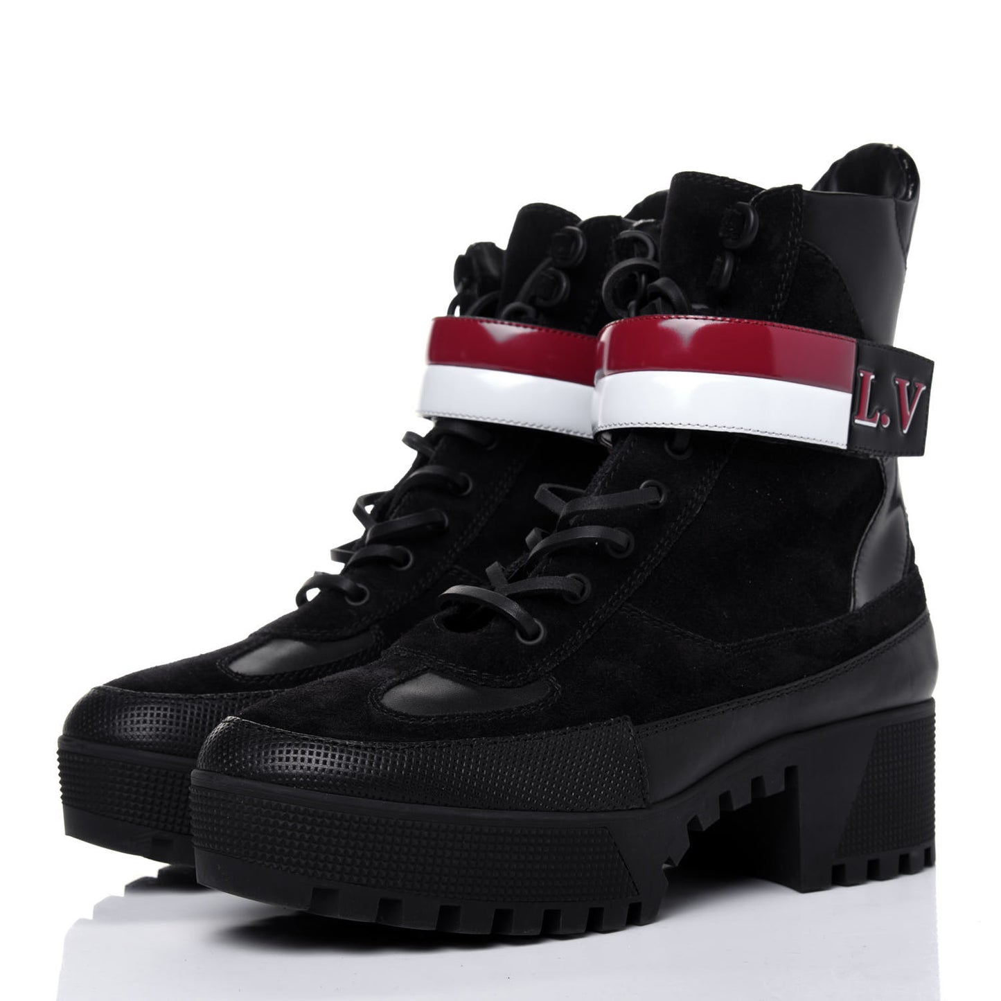 Suede Calfskin Laureate Platform Desert Boots 40 Black