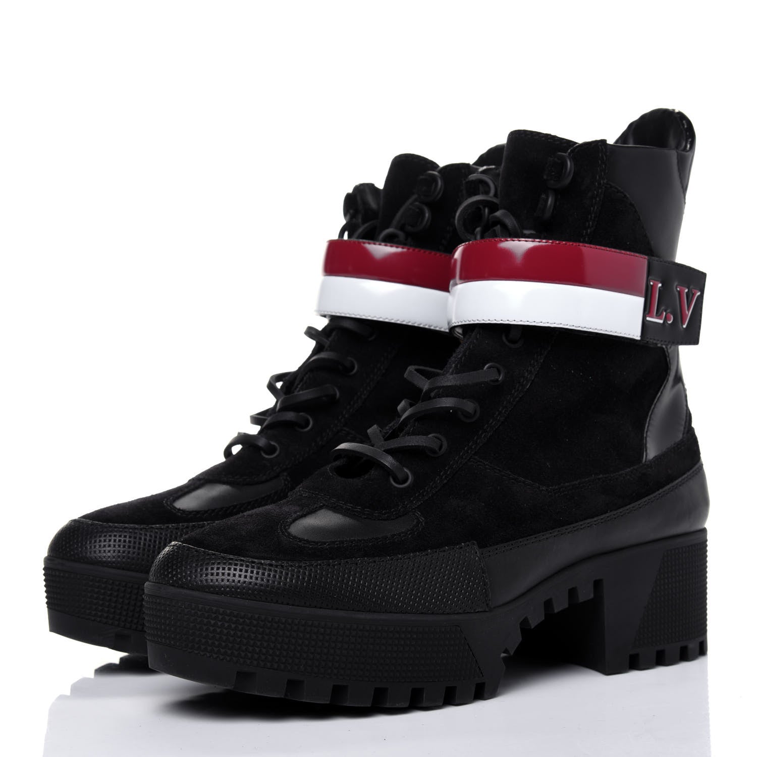 Louis Vuitton Suede Calfskin Laureate Platform Desert Boots 40 Black 3 of 11