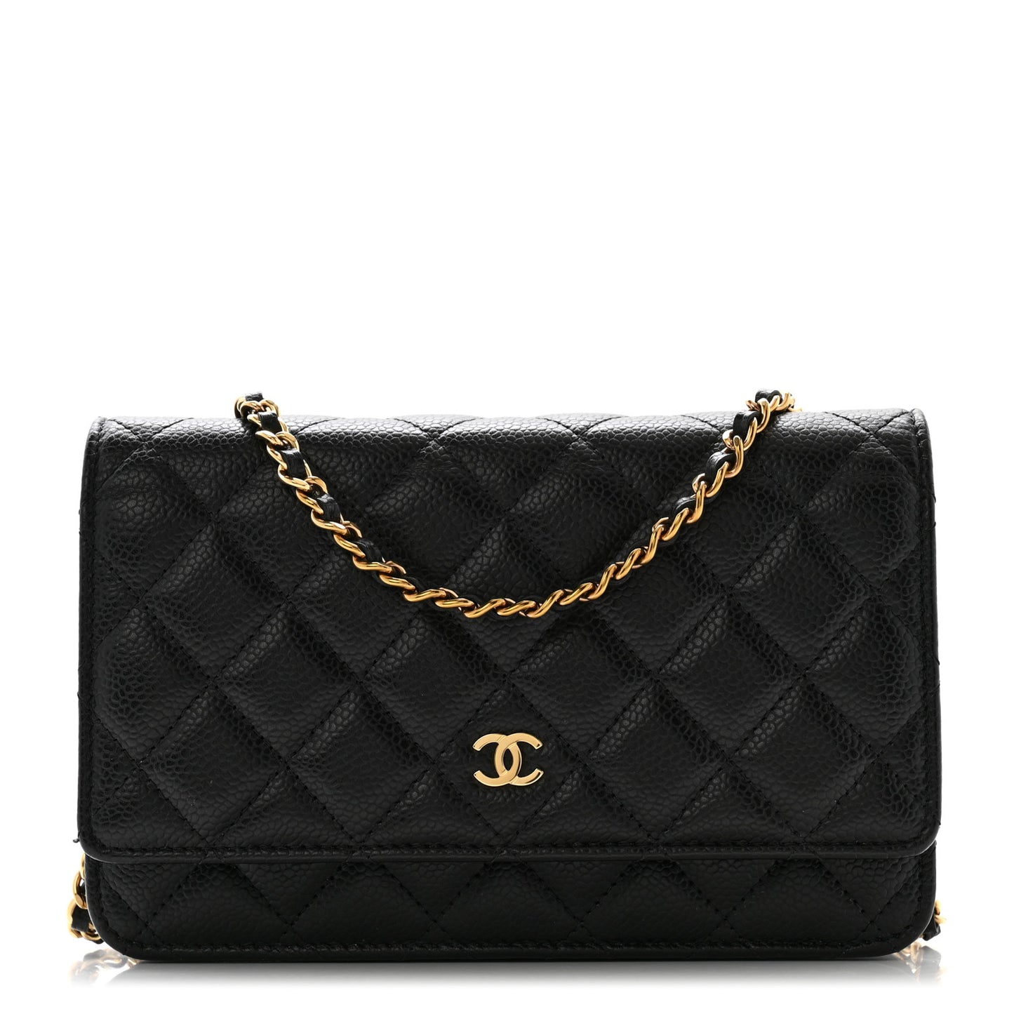 Caviar Quilted Wallet on Chain WOC Black