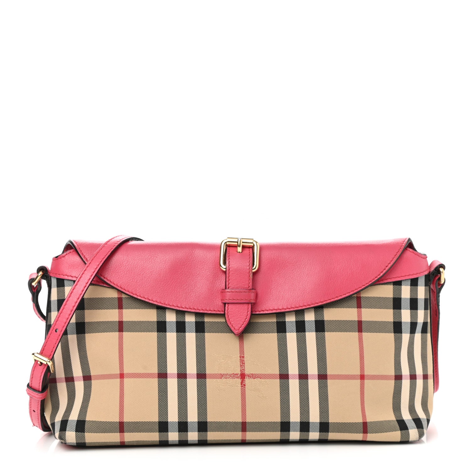 Burberry Horseferry Check Small Leah Crossbody Clutch Crimson Pink 1 of 13