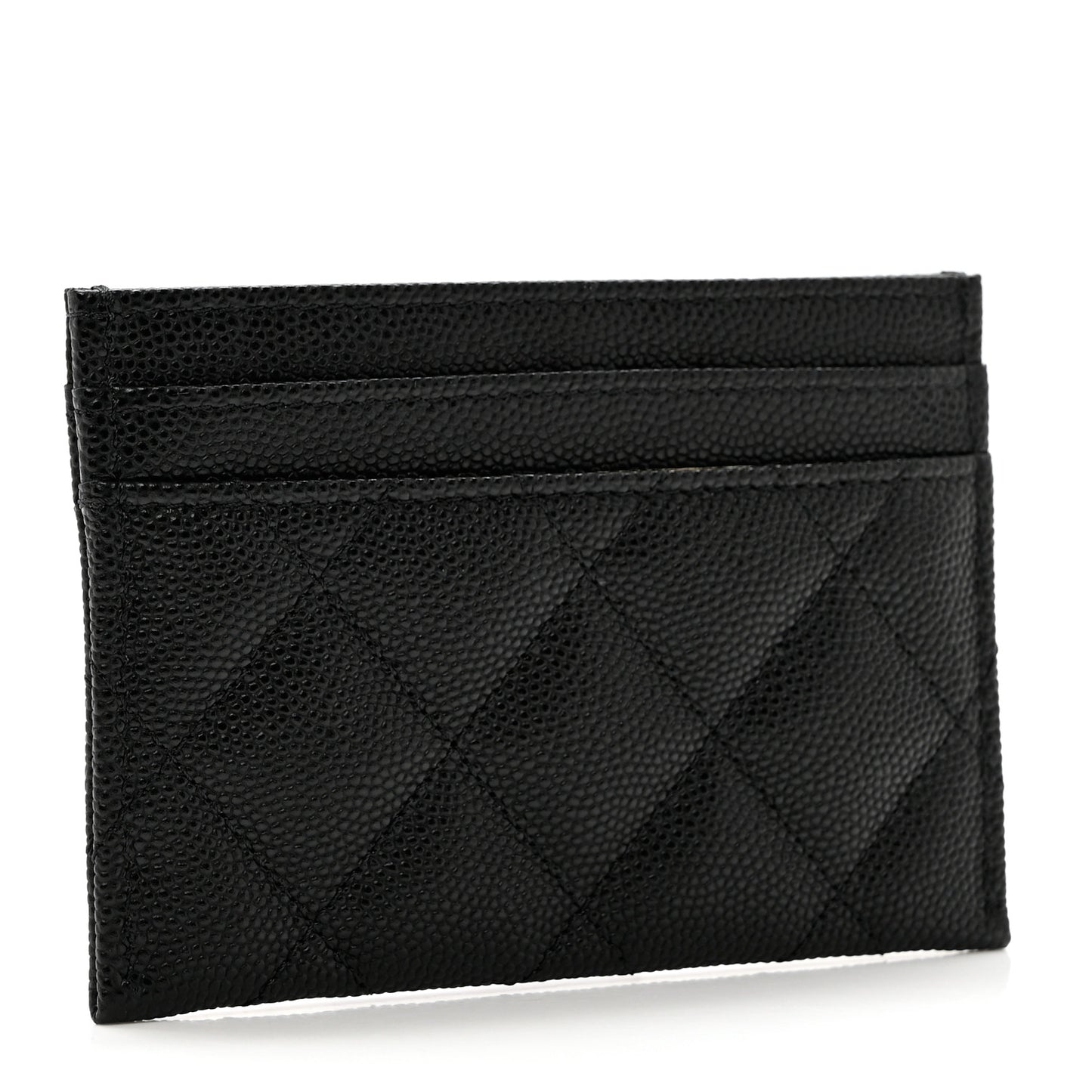 Caviar Quilted Striated Card Holder Black