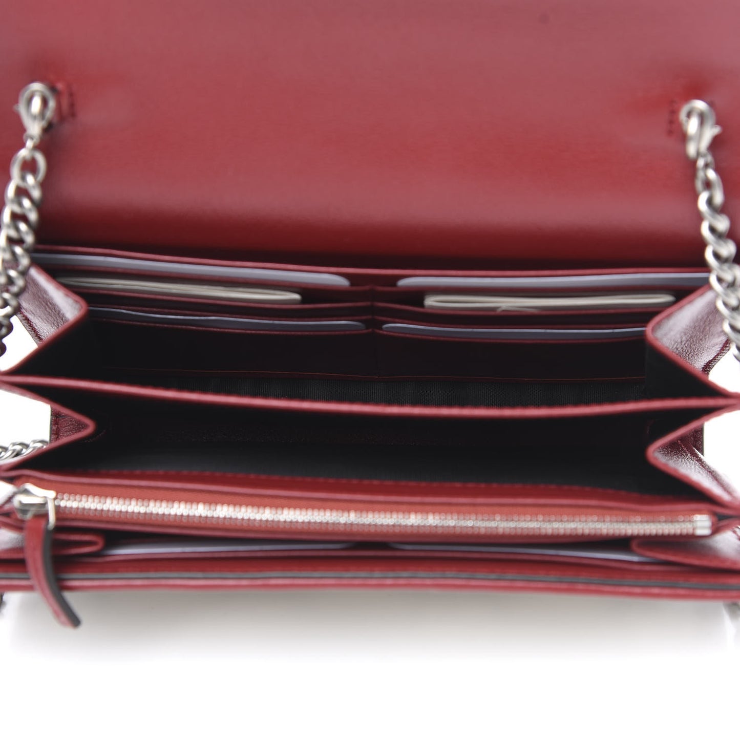 Tweed GG Monogram Mini Dionysus Chain Wallet White Black Romantic Cherry