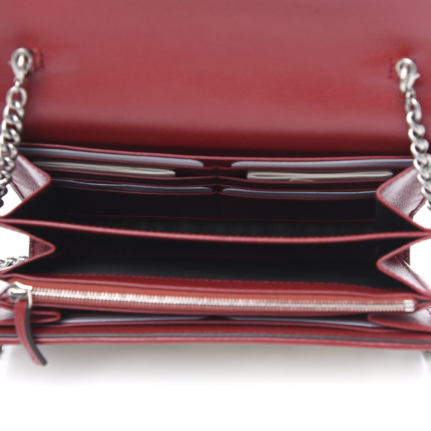 Gucci Tweed GG Monogram Mini Dionysus Chain Wallet White Black Romantic Cherry 5 of 10