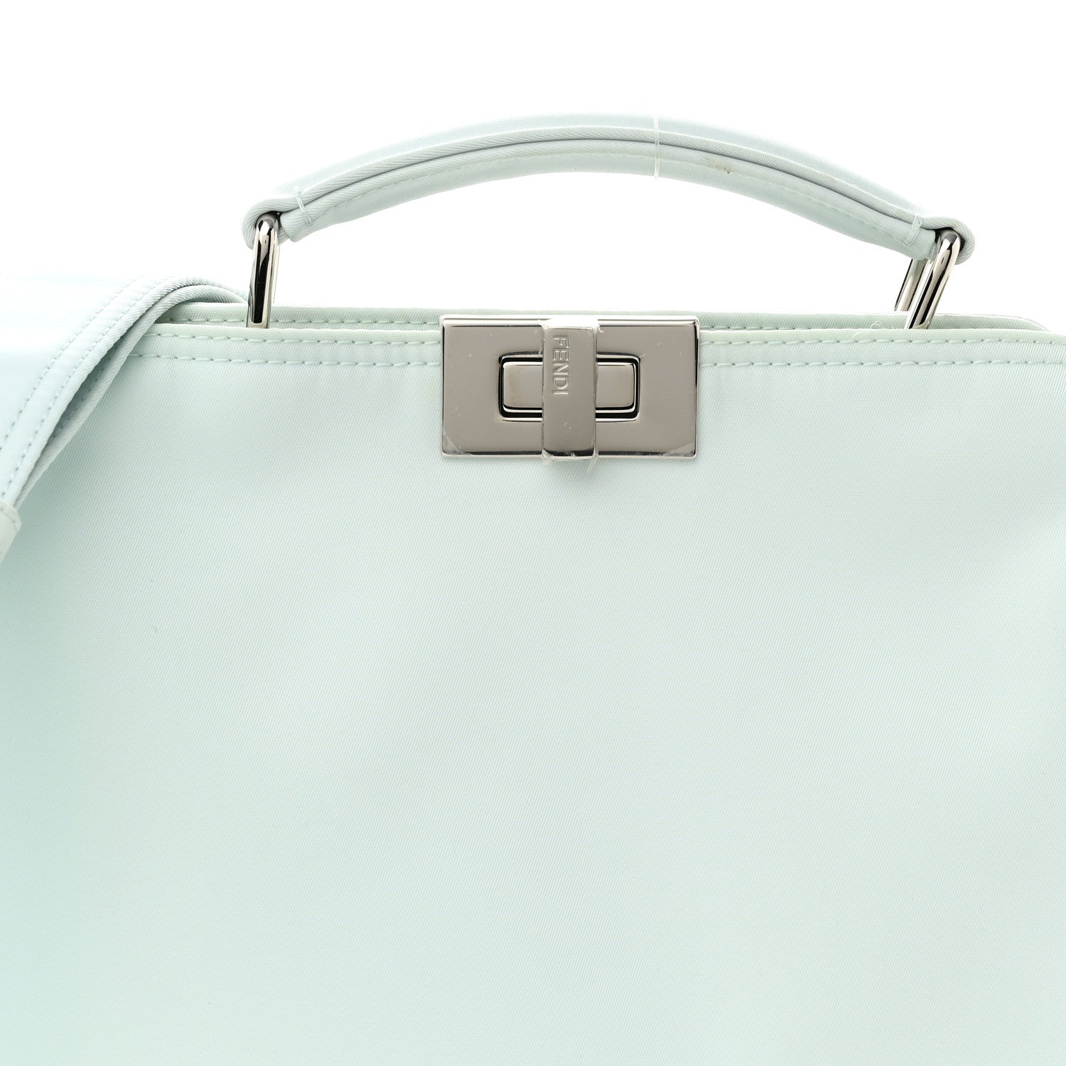 Fendi Nylon Vitello Cover Logo Embossed Mini Peekaboo I SEE U Satchel Baleari Black 8 of 11