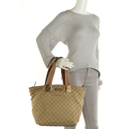 Gucci GG Monogram Large Web Handle Bucket Tote Gold 2 of 9