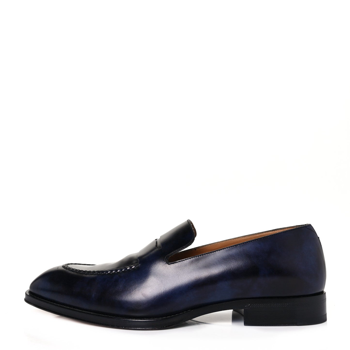 Waxed Calfskin Mens Vendome Loafers 7.5 Blue