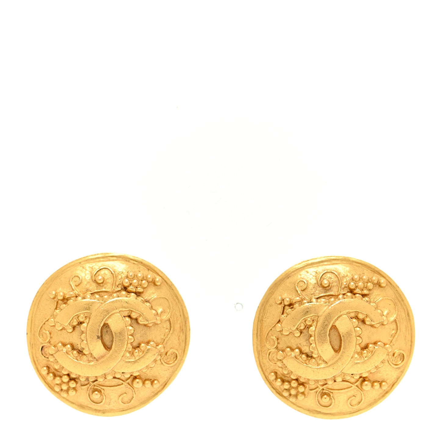 Metal CC Button Clip On Earrings Gold