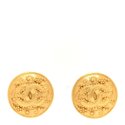 Chanel Metal CC Button Clip On Earrings Gold 1 of 5