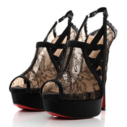Christian Louboutin Satin Lace Chantilly Guiptik 150 Pumps 38 Black 3 of 8