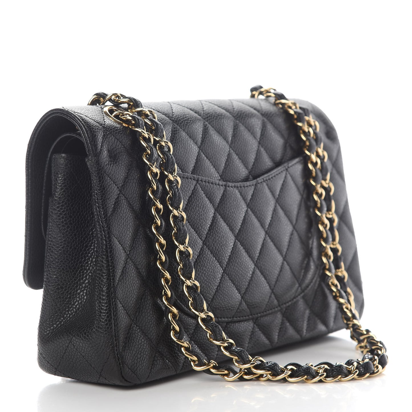 Caviar Quilted Medium Double Flap Black