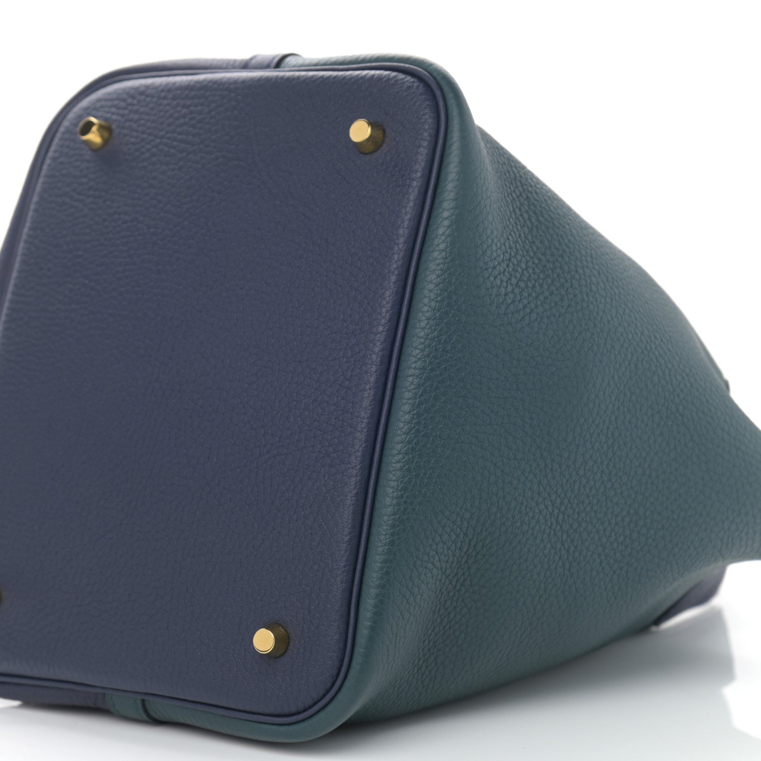 Hermes Taurillon Clemence Casaque Picotin Lock 22 MM Vert Cypress Bleu Nuit Black 10 of 11