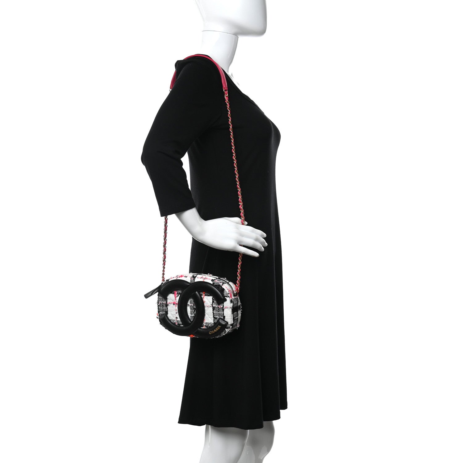 Chanel Tweed Lambskin Quilted Coco Midnight Camera Case White Black Multicolor 2 of 11