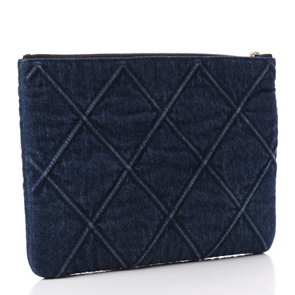 Chanel Denim Quilted Large 19 Cosmetic Case Blue 3 of 8