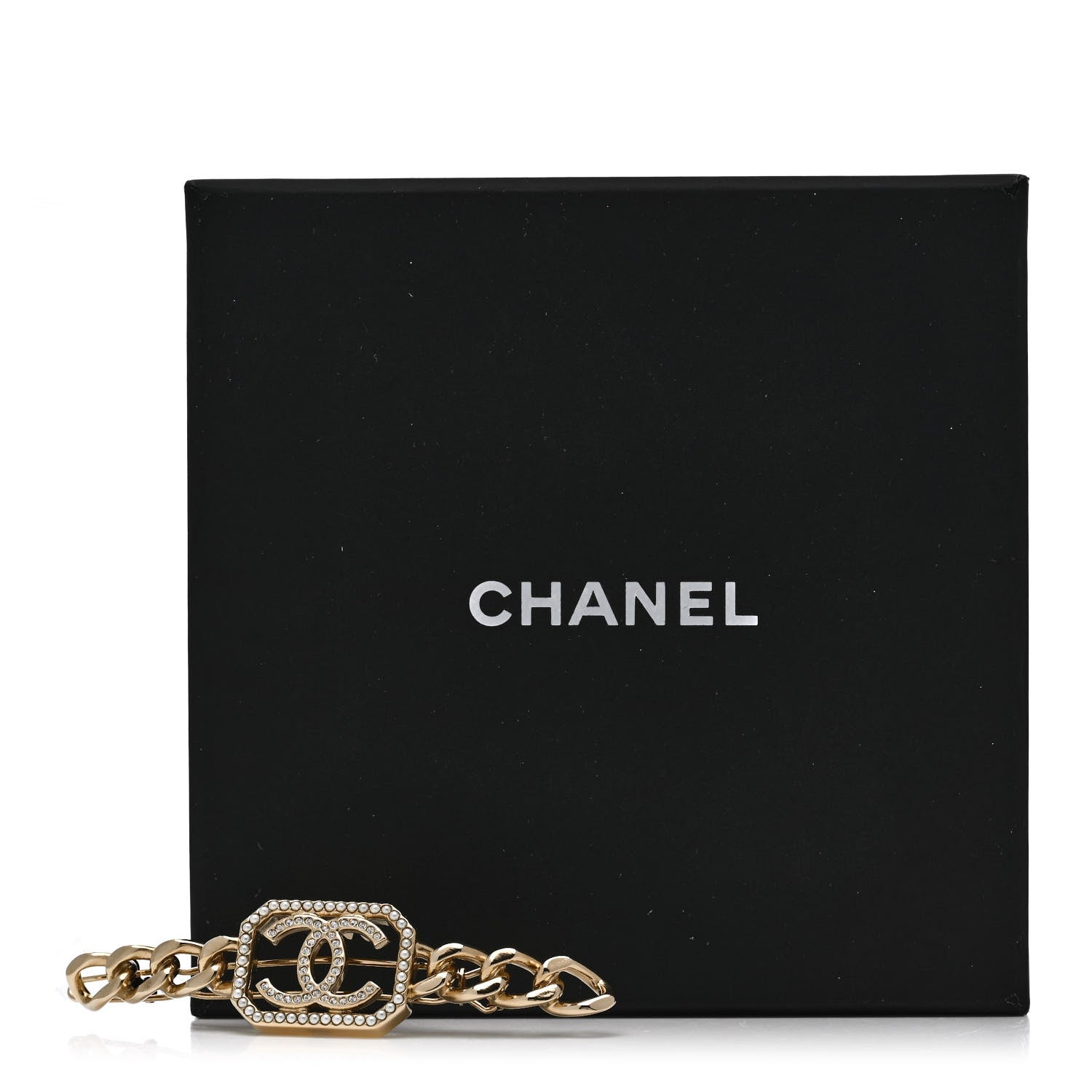 Chanel Crystal Chain CC Vendome Hair Clip Barrette Gold 4 of 4