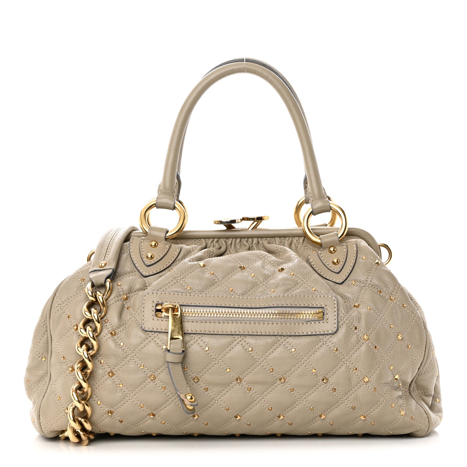Marc Jacobs Calfskin Quilted Studded Stam Grey 1 of 24