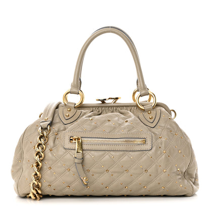 Marc Jacobs Calfskin Quilted Studded Stam Grey 1 of 24