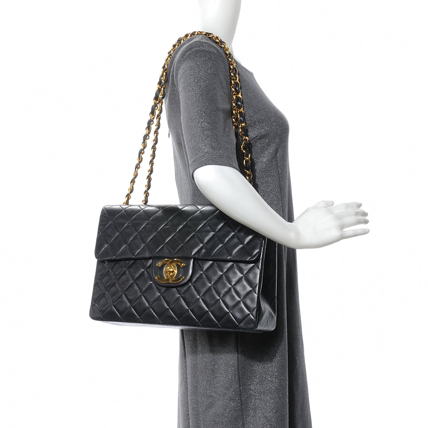 Lambskin XL Jumbo Flap Black