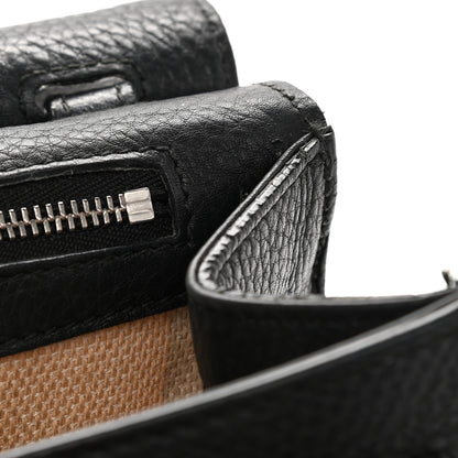 Gucci Pebbled Calfskin Medium Bamboo Daily Flap Shoulder Bag Black 9 of 17