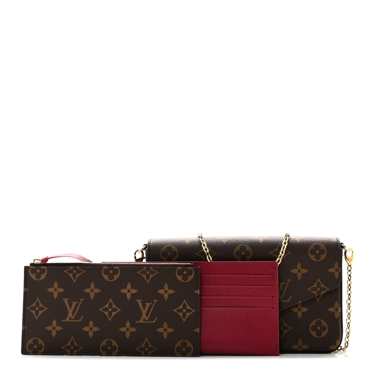 Louis Vuitton Monogram Pochette Felicie Chain Wallet Fuchsia 3 of 11