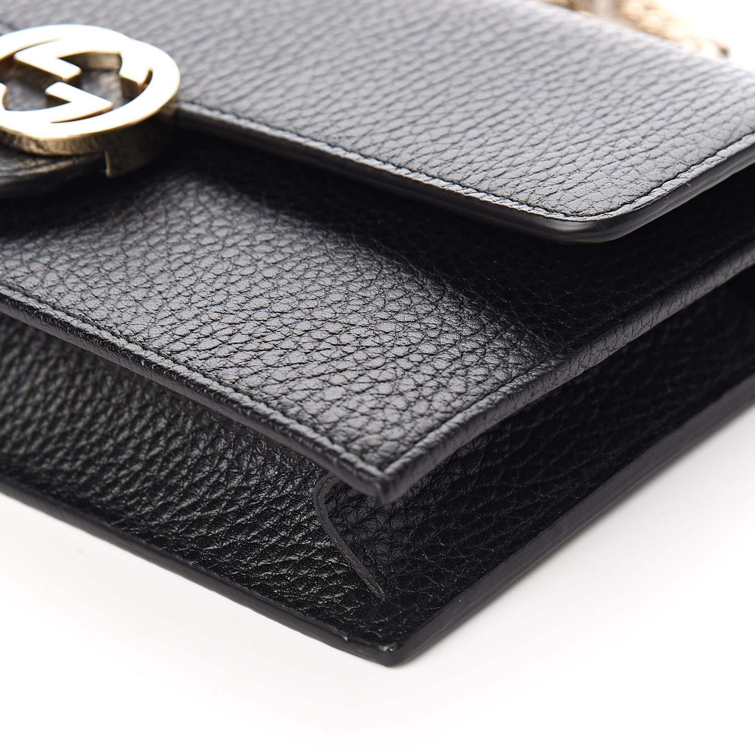 Gucci Dollar Calfskin Interlocking G Chain Wallet Black 9 of 11