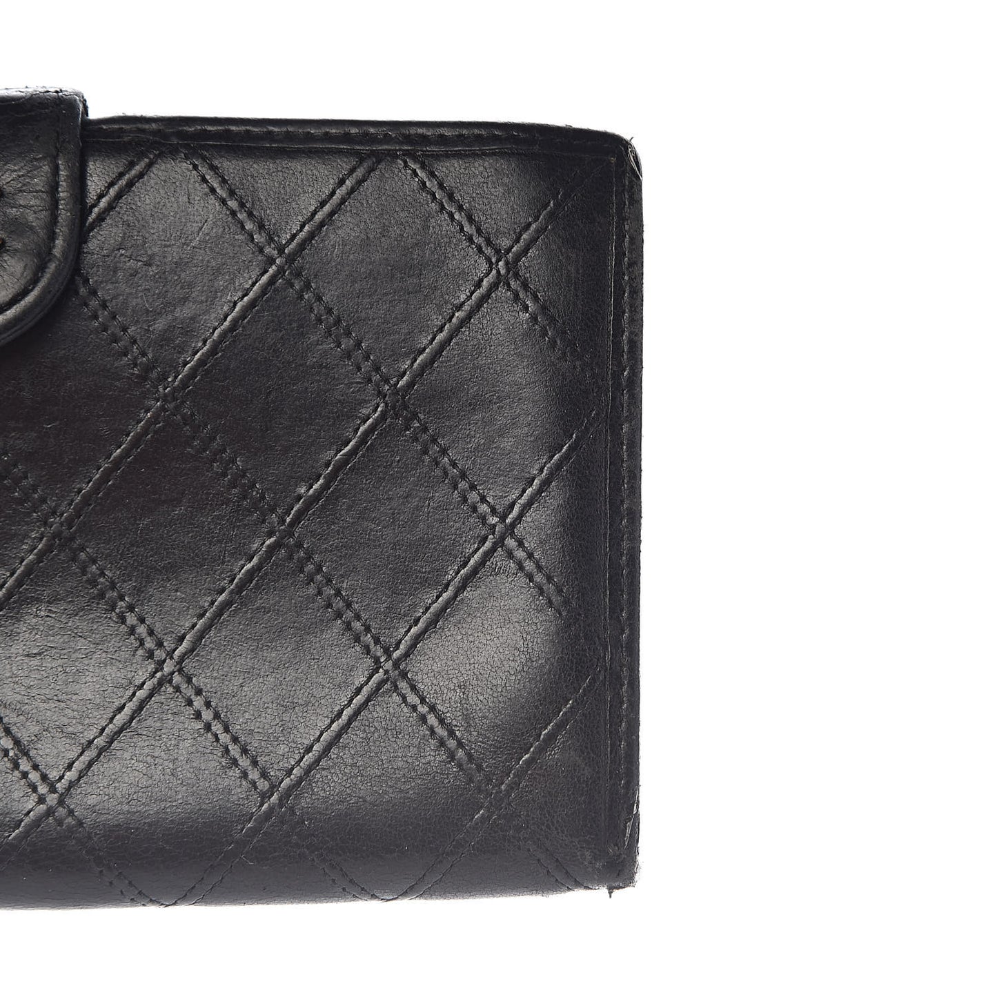 Lambskin Diamond Stitched French Wallet Black