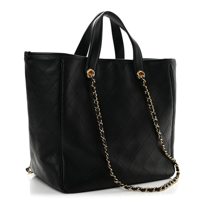 Chanel Calfskin Quilted Large CC Shopping Bag Black 2 of 9