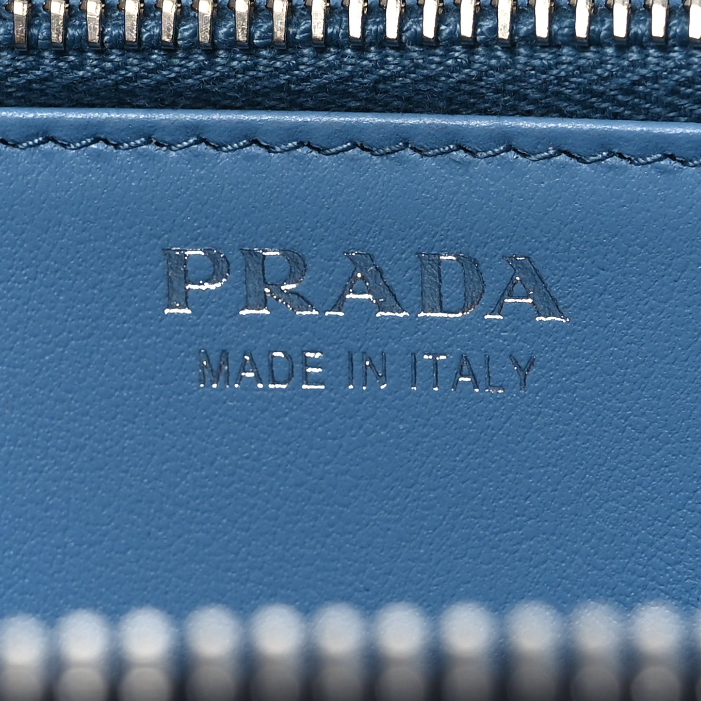 Saffiano Metal Zip Around Wallet Navy Blue