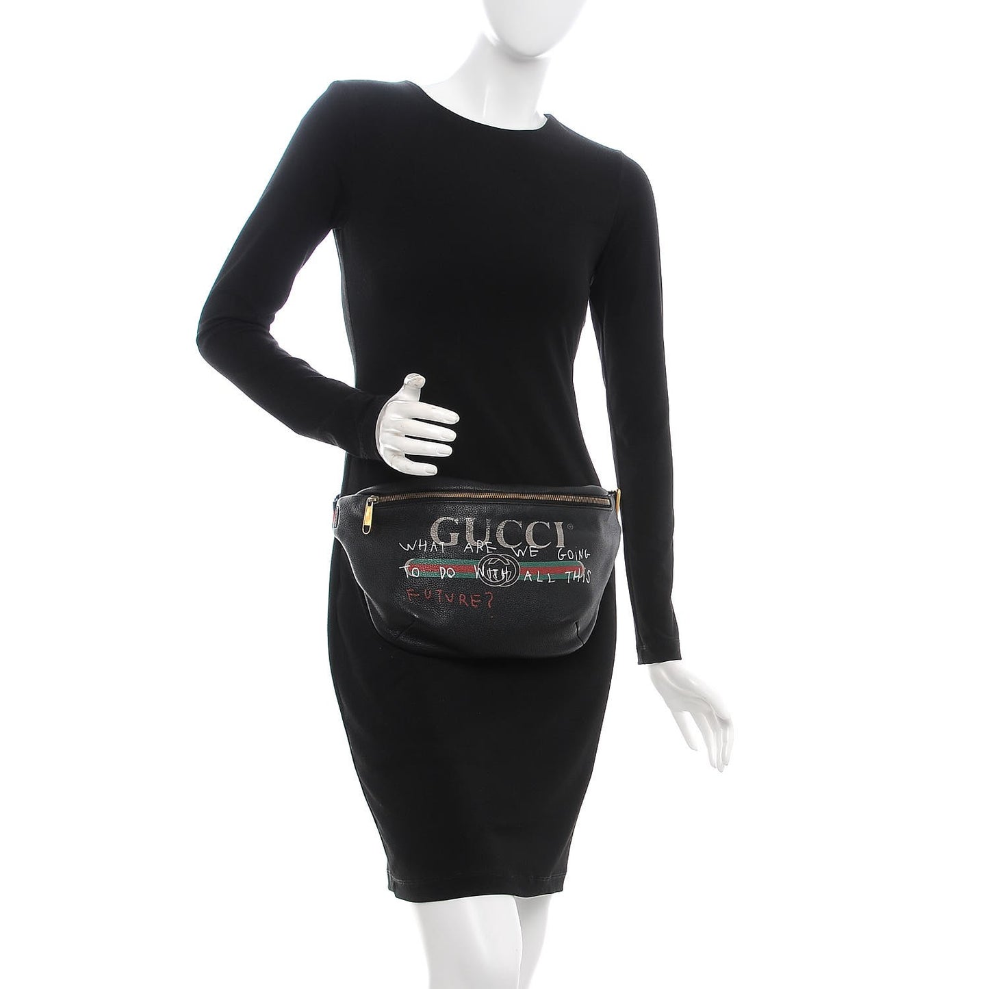 Grained Calfskin Coco Capitan Logo Belt Bag Black