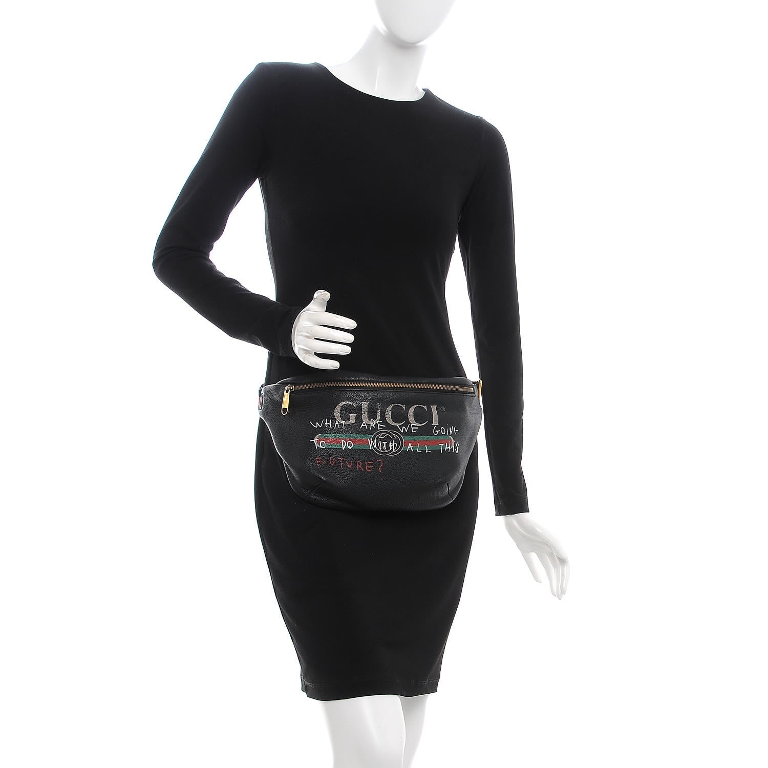 Gucci Grained Calfskin Coco Capitan Logo Belt Bag Black 2 of 11