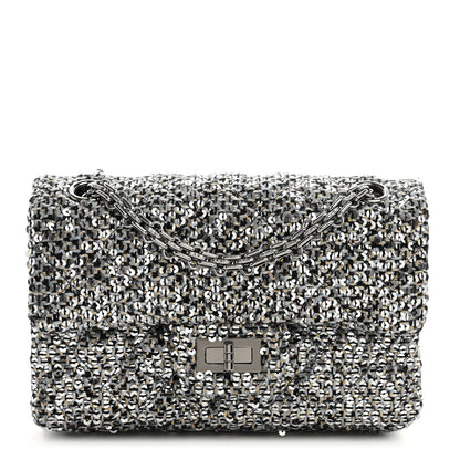Chanel Tweed Quilted 2.55 Reissue Mini Flap Silver Black Gold 1 of 9
