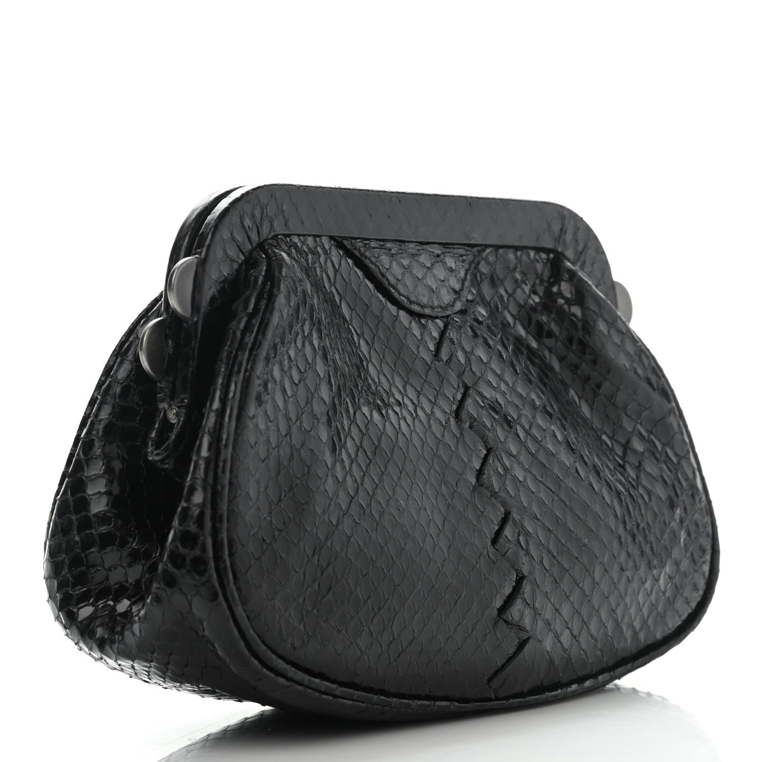 Bottega Veneta Snakeskin Clutch Black 3 of 11