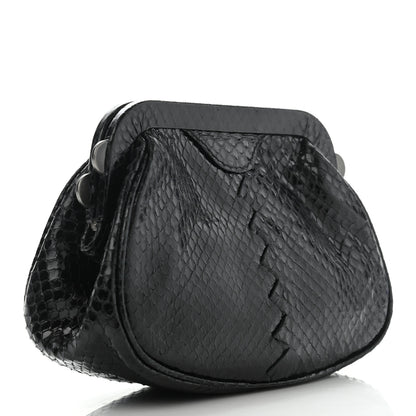 Bottega Veneta Snakeskin Clutch Black 3 of 11