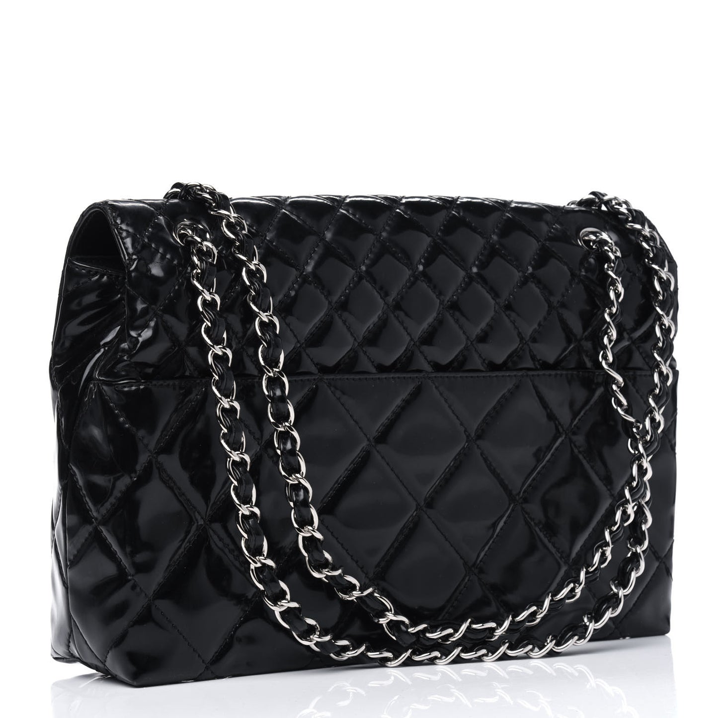 Vinyl Quilted In the Business Flap Bag Black