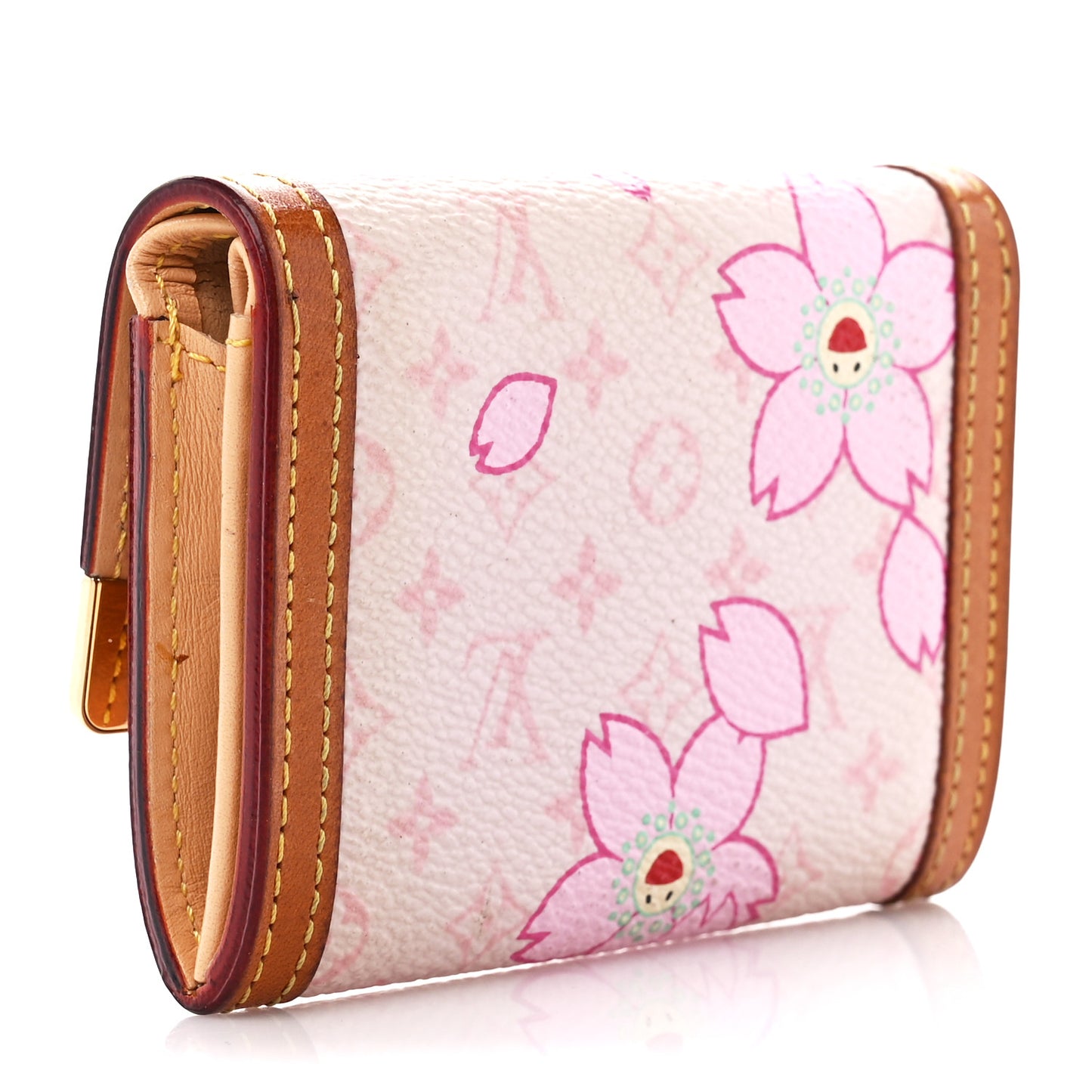 Monogram Cherry Blossom Porte-Monnaie Plat Coin Purse Pink