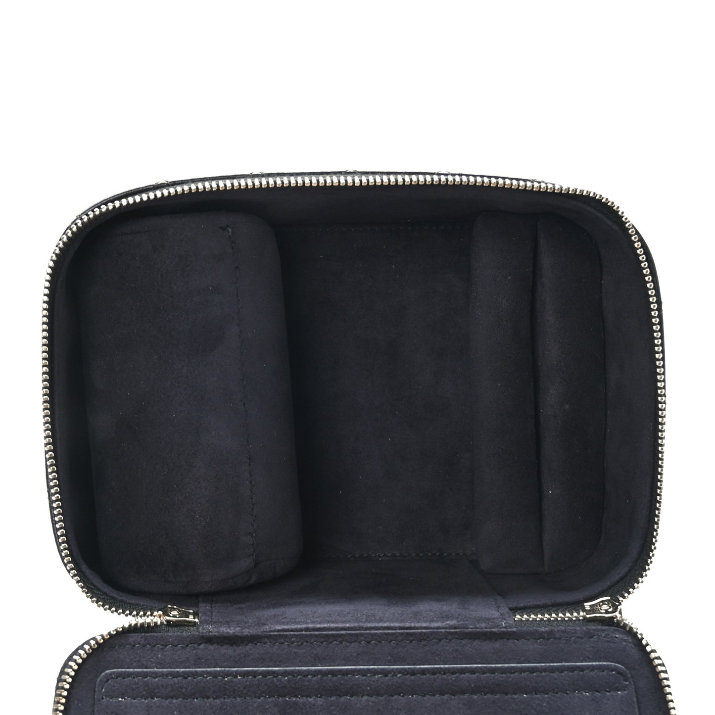Lambskin Quilted Top Handle Jewelry Case Black