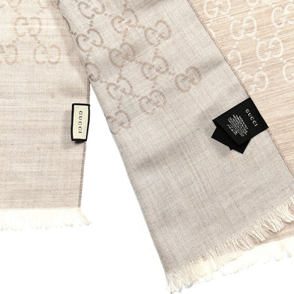 Gucci Wool Silk GG Monogram GGNat Scarf Sand 3 of 3