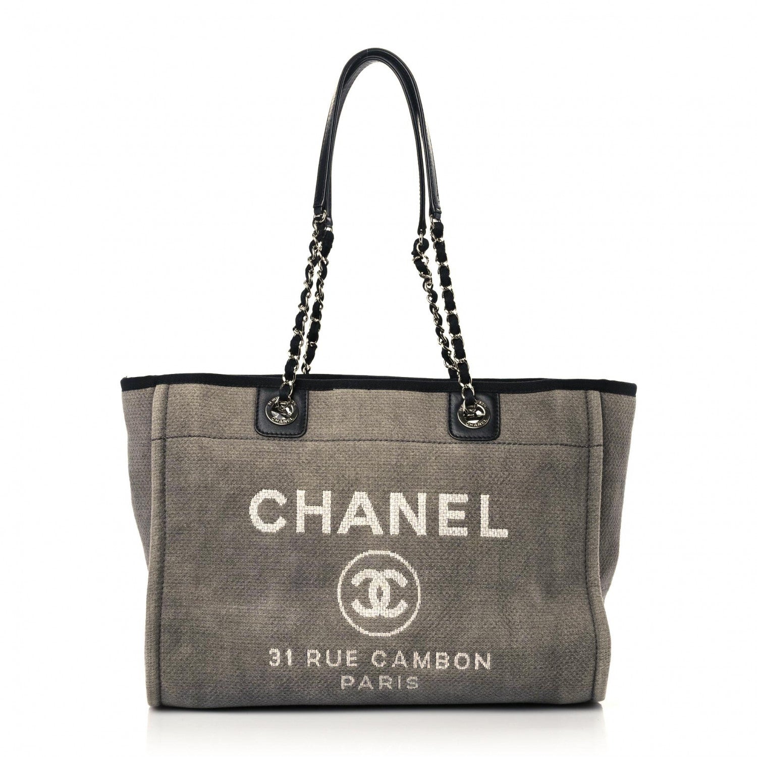 Chanel Canvas Small Deauville Tote Grey 1 of 17